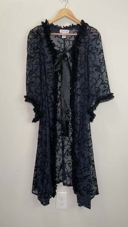 Princess Paradise Tops - Lace Sheer Kimono Coverup Robe Whimsigoth Dark Ruffle Dress Gown Costume Wed M 8